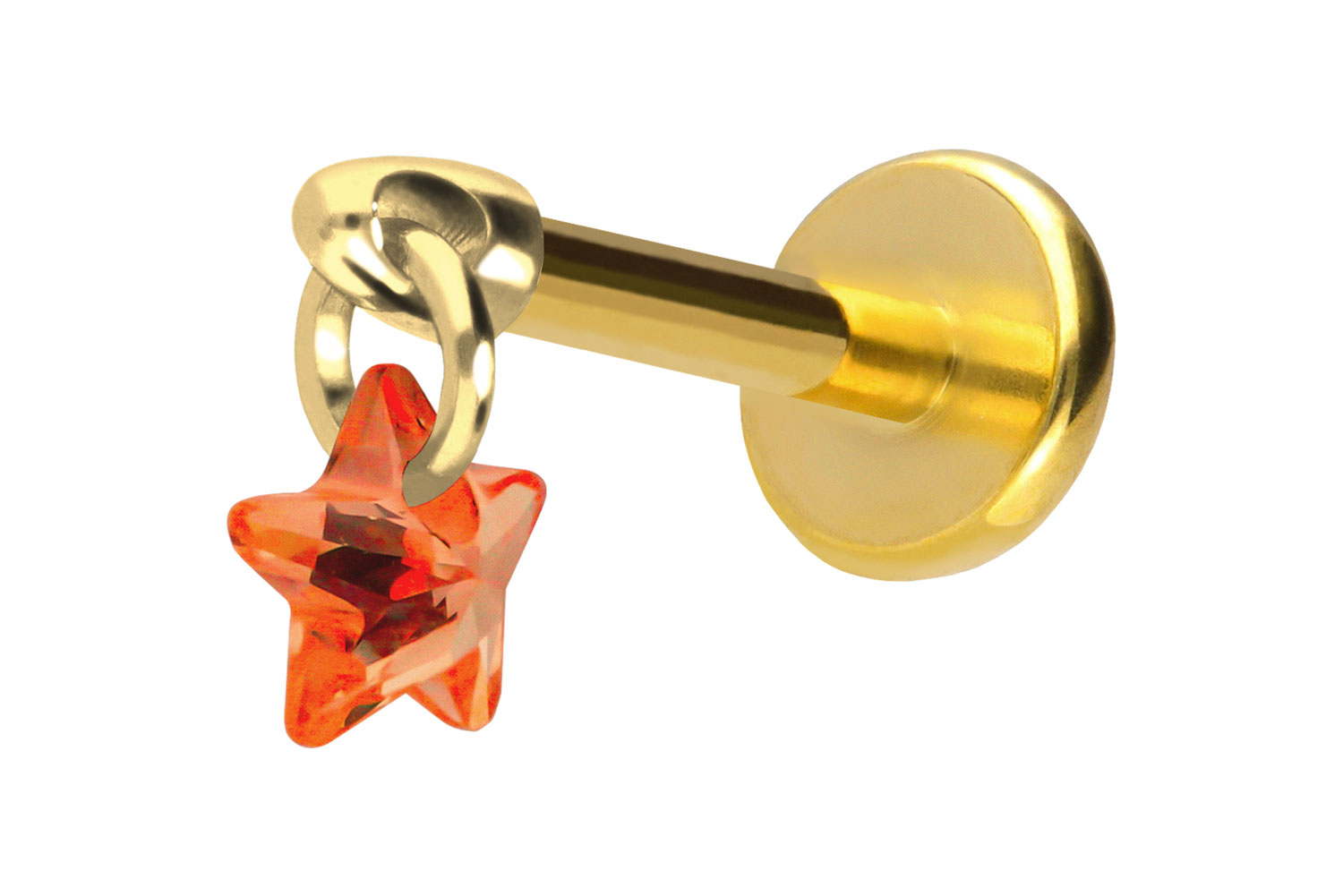 Titan Labret Piercing mit Push Fit KRISTALLSTERN